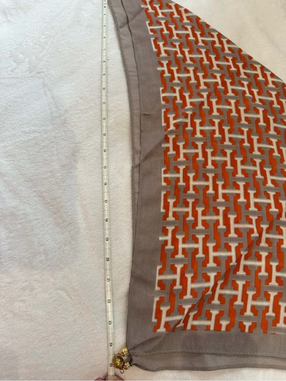 Women scarf Orange and Taupe Geometric Curtain Panel